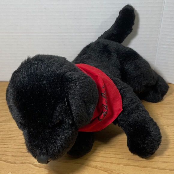 Cabela's x Douglas Black Lab Plush Puppy Dog w/Red Logo Bandana Realistic Toy - Picture 3 of 11